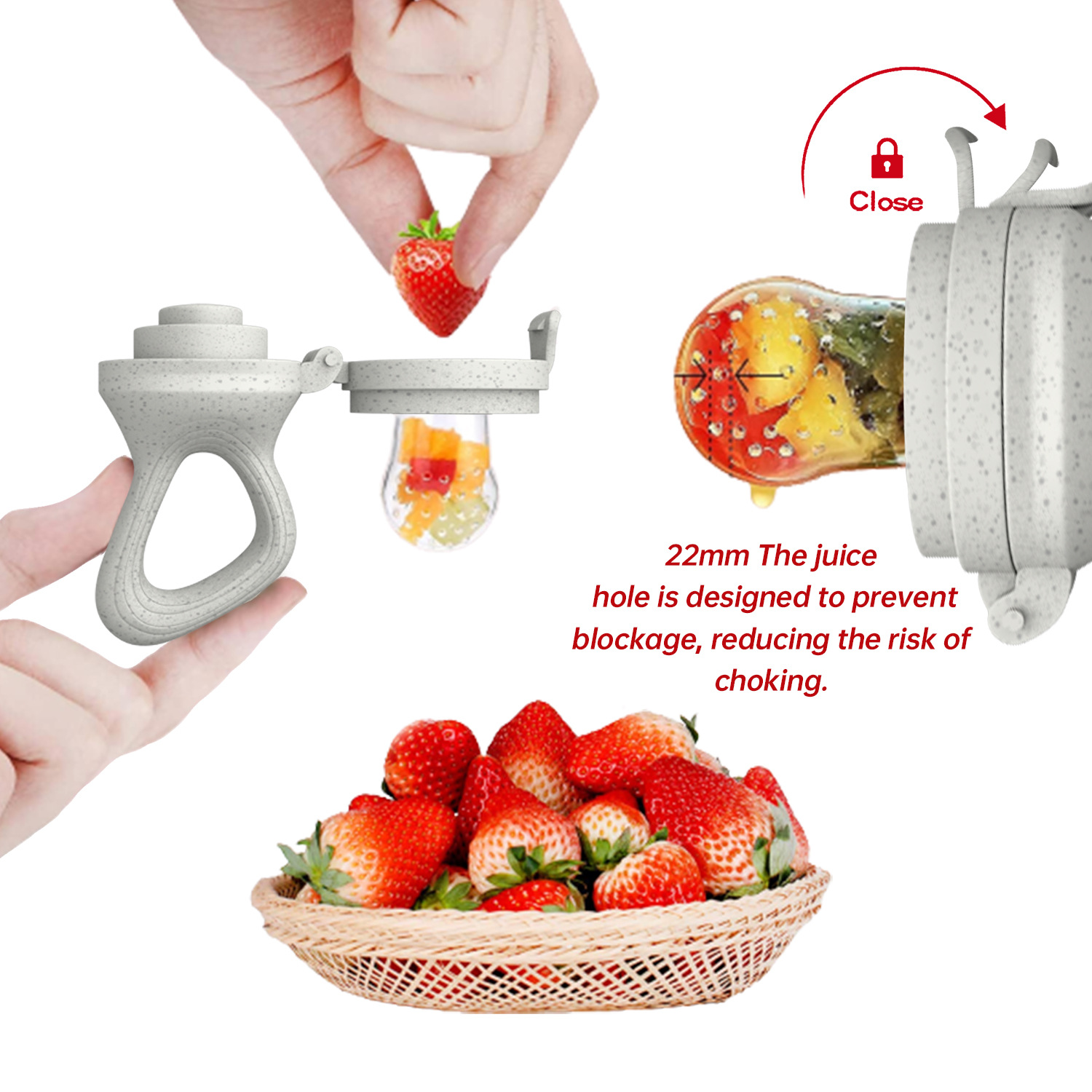 Alimentador de frutas y verduras para bebé, hecho de paja de trigo y silicona, mordedor con malla, utensilio de alimentación infantil