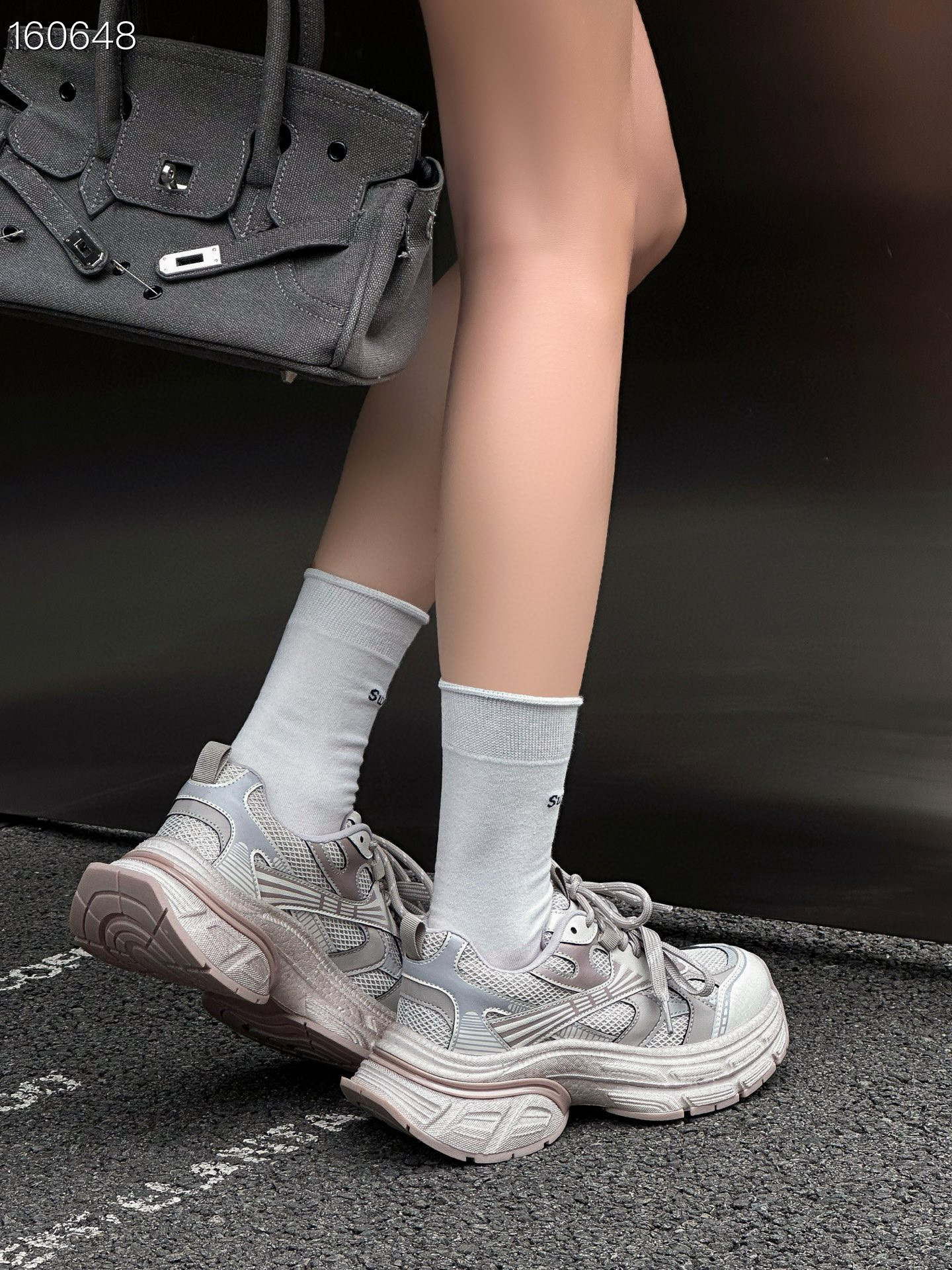 Giày sneaker chunky da bò đế dày nữ mùa hè 2025 — Màu hồng, Màu trắng chi tiết 5