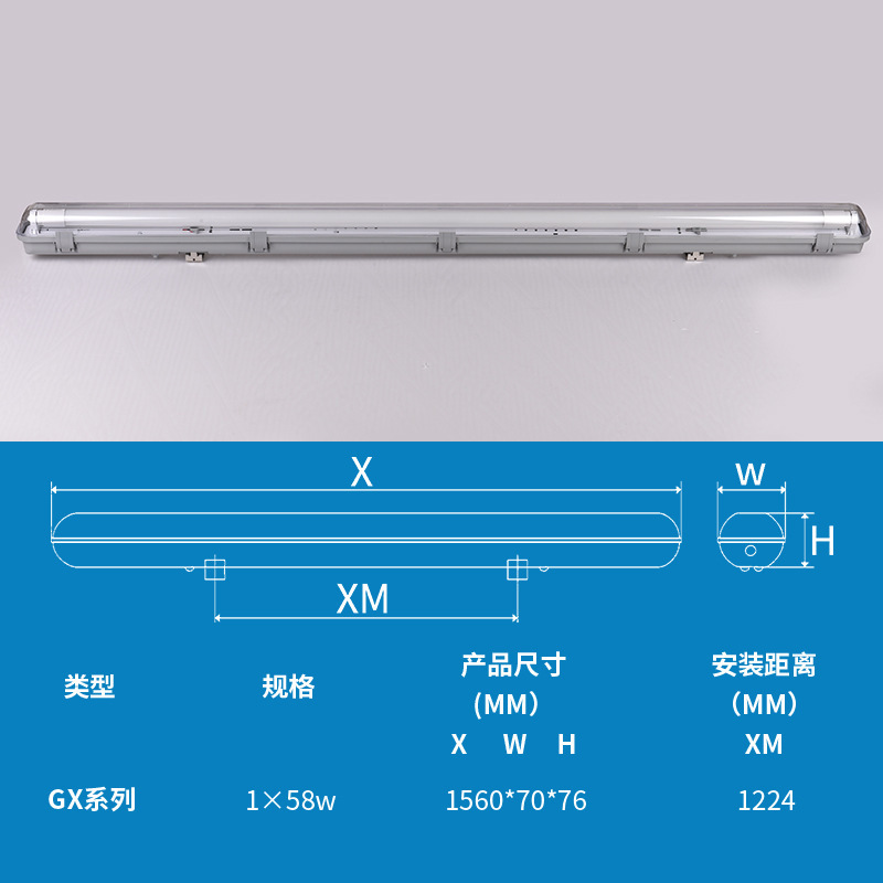 メーカー在庫あり T8 防水防塵ライトブラケットハウジング LEDキット IP65 防水防塵 ガレージ照明 強力LED|undefined