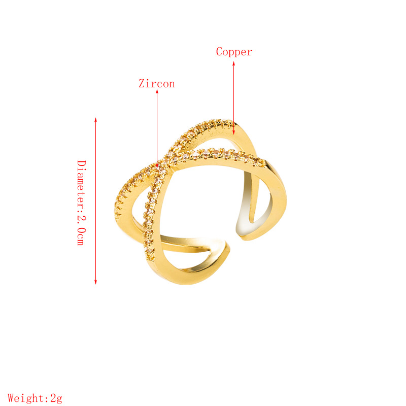 Fashion Geometric Cross Star Copper Micro-inlaid Zircon Ring display picture 1