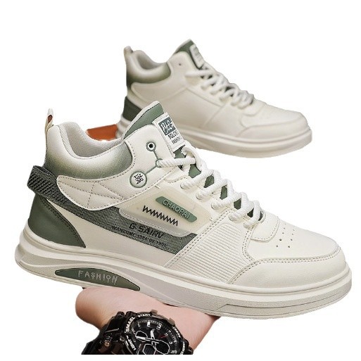 Heren herfst winter trends, veelzijdige casual board schoenen, student sport leren oppervlak, waterdicht en antislip dik_voghion.com