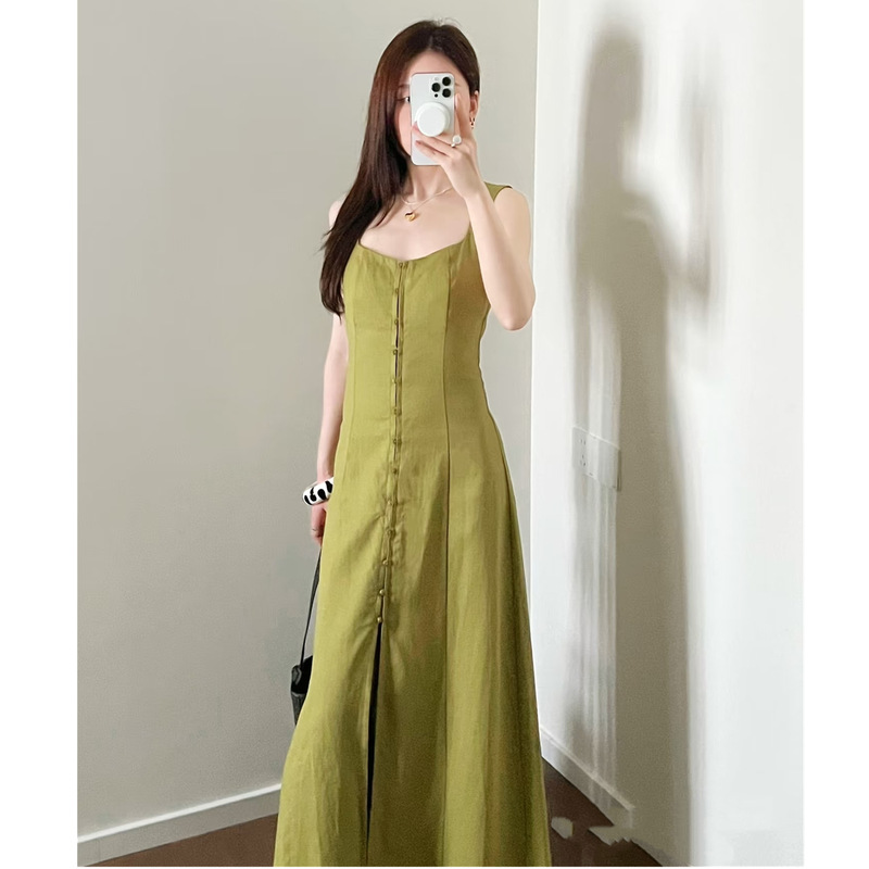 Zr Women's Clothing Export Cross-Border 2025 Elegant Elegant Sleeveless Square Collar Elegant Simple Midi Dress 6962030