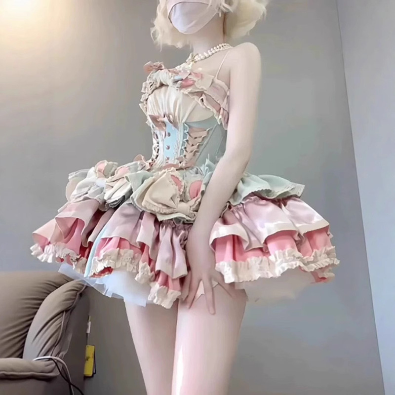 洋装洛丽塔法式初恋奶甜氛围感蓬蓬蛋糕公主裙洋装lolita套装裙女|undefined