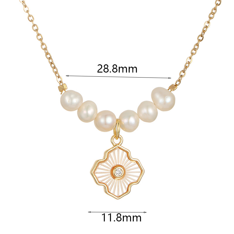 Simple Style Flower Copper Inlay Artificial Pearls Zircon Pendant Necklace 1 Piece