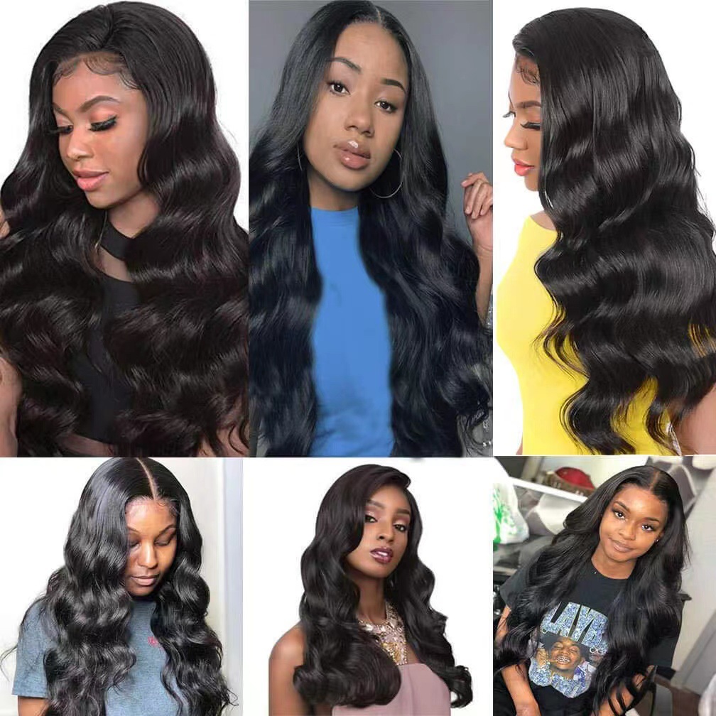 Perruque lace front synthétique longue bouclée ondulation naturelle_voghion.com