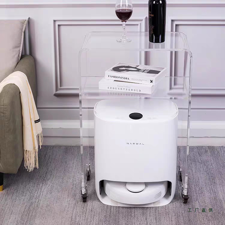 亚克力边几石头扫地机器人云鲸置物架带轮推车