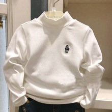 现货  tw童装专柜外贸尾货秋冬新款纯色半高领纯棉针织休闲打底衫