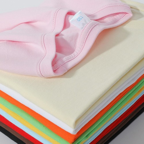 Cotton children's short-sleeve half-shirt for girls and boys, unisex children's short-sleeve clothing, solid color