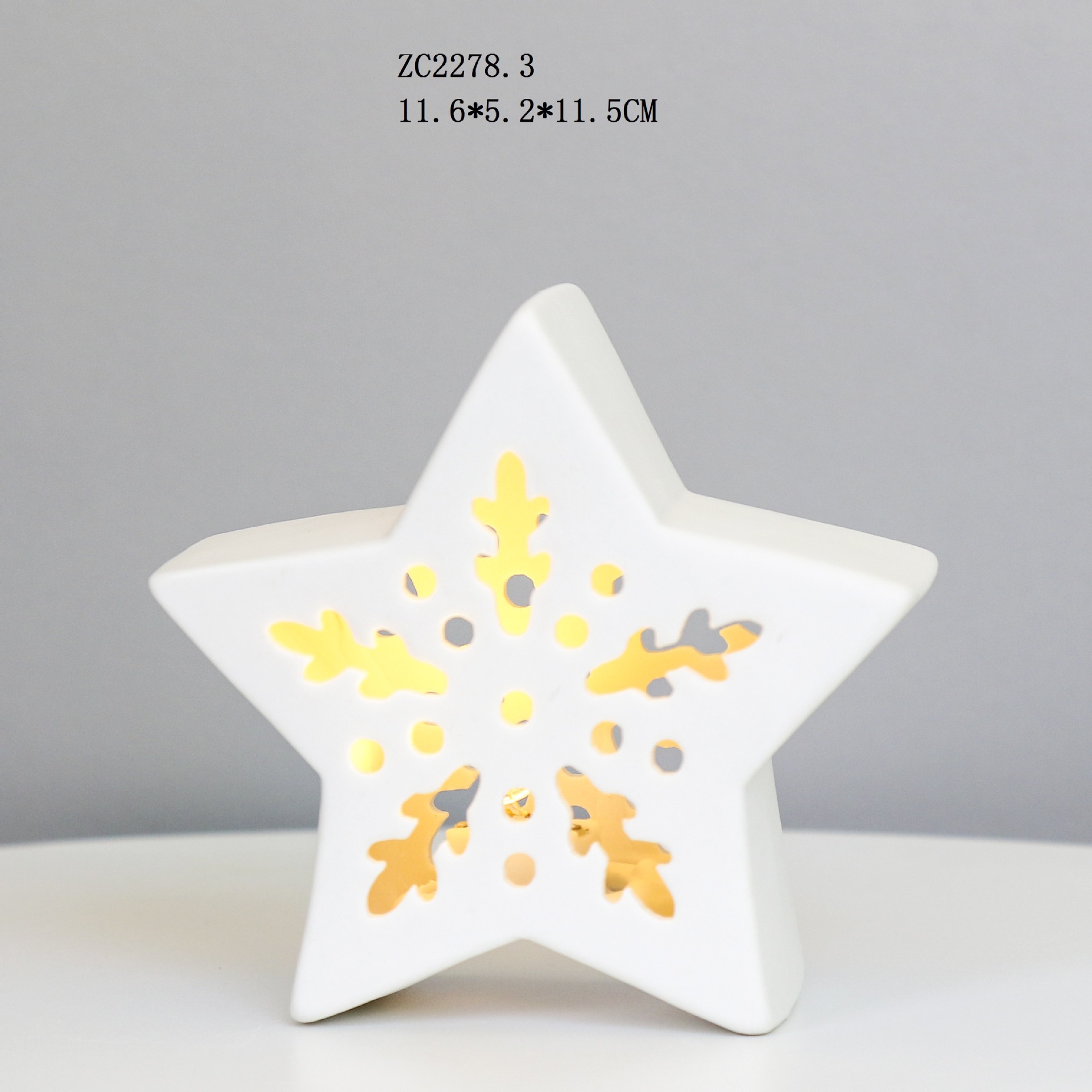 Hueco de estilo europeo estrella de cinco puntas luz de la noche regalo Nordic Comercio exterior decoraciones artesanías de cerámica decoración fábrica de Ventas Directas
