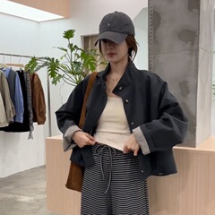 韩系设计感立领夹克短外套女装2025秋季新款时尚流行休闲显瘦上衣