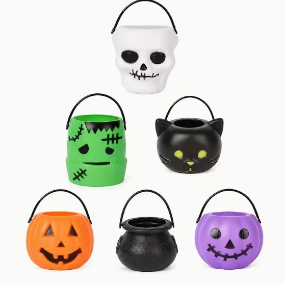 Cubo de Calabaza de Halloween de Plástico Decorativo Colgante para Fiesta de Halloween