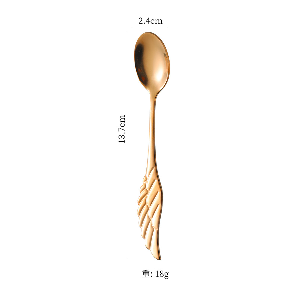 Cucchiaio da dessert in acciaio inossidabile con ali d'angelo, grazioso cucchiaio da caffè di alto valore estetico, cucchiaio da zuppa per uso domestico_voghion.com