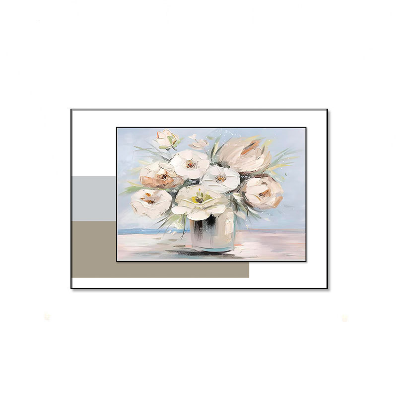 Pintura de decoración de restaurante, flores de lujo ligeras, micro tallado tridimensional, pintura colgante, mesa de comedor, mural, pasillo, dormitorio, pintura decorativa individual