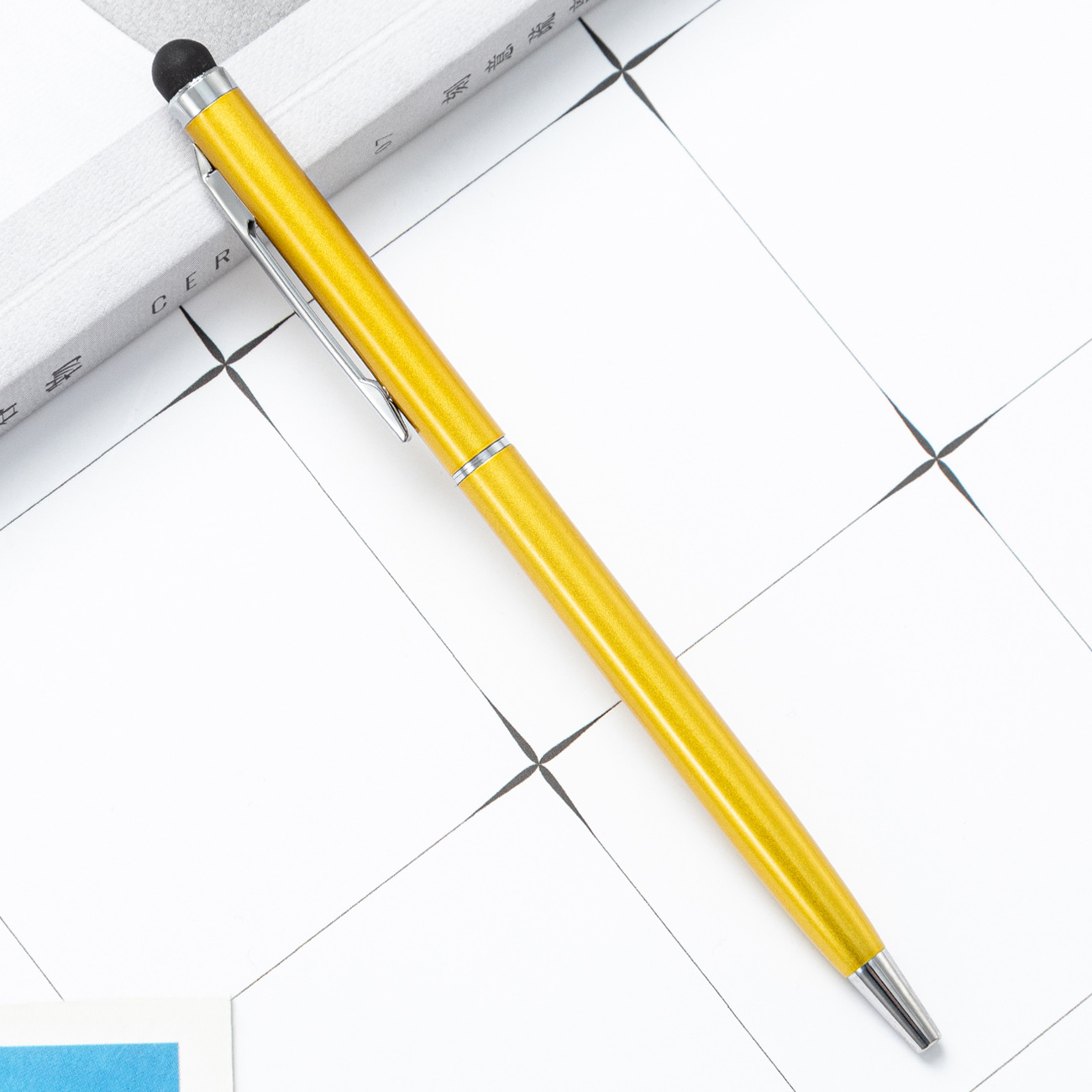 Metal pluma capacitiva varilla de aluminio cabeza de pantalla táctil teléfono móvil táctil bolígrafo de doble propósito regalo táctil pluma al por mayor