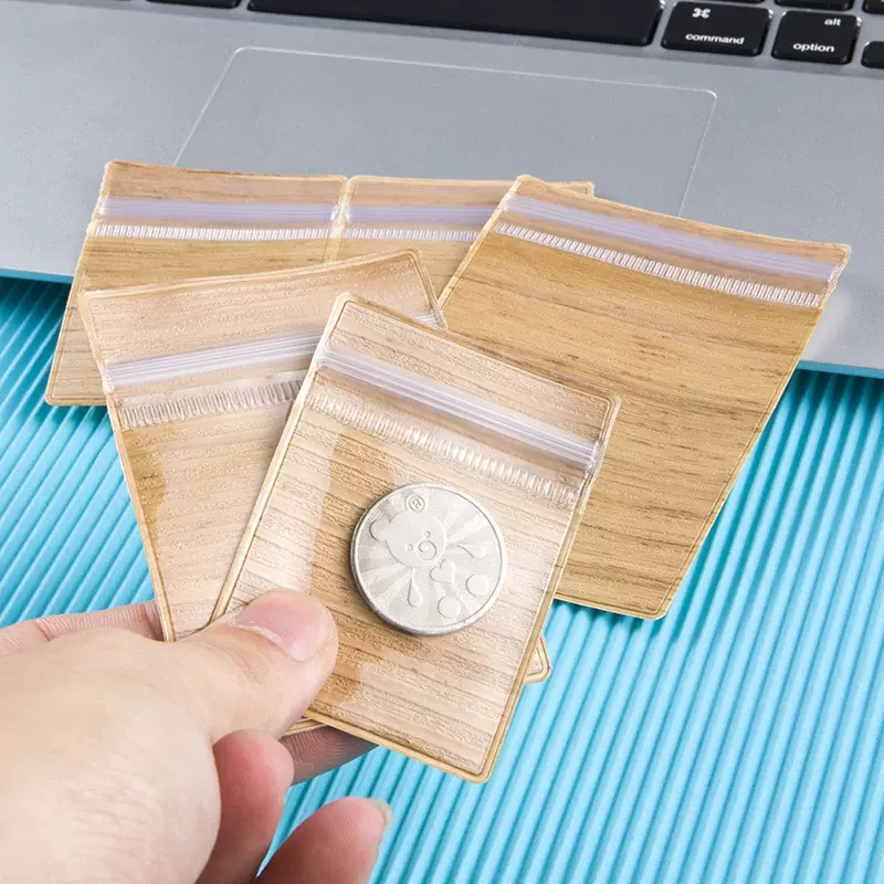 木纹PVC收纳袋防氧化自封袋饰品珠宝耳饰手链手镯手串玉石包装袋