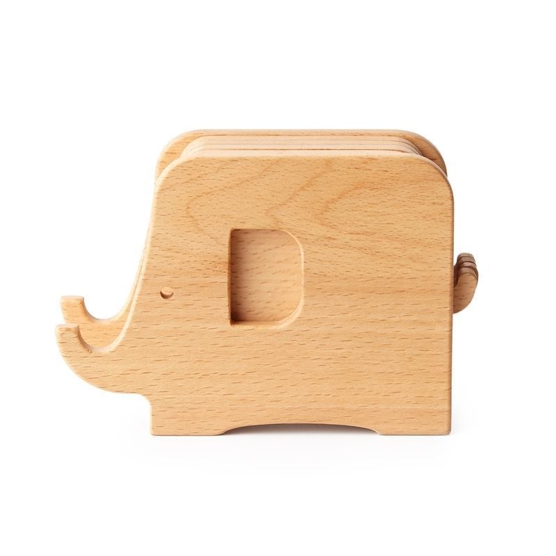 Elefante posavasos de madera maciza escritorio de madera nórdica práctica almohadilla de aislamiento térmico soporte creativo para teléfono móvil hogar cocina almohadilla de té