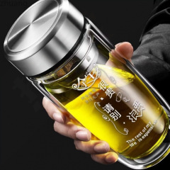 双层中空钢化玻璃杯摔不烂的保温水杯茶水分离男士防摔耐高温