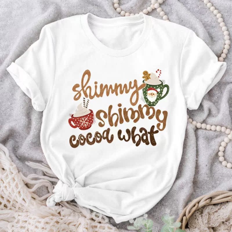 プラスサイズの女性のクリスマス Tシャツ女性の白いクリスマスツリーサンタクロースカジュアルクリスマスプリント半袖新年|undefined