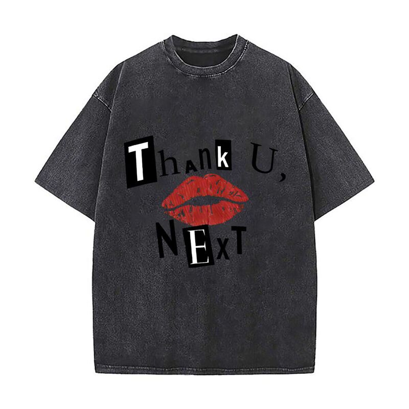 Thank You for the Next Lip Print Retro Pure Cotton Short-Sleeved T-Shirt for Men, Loose and Breathable Printed Top