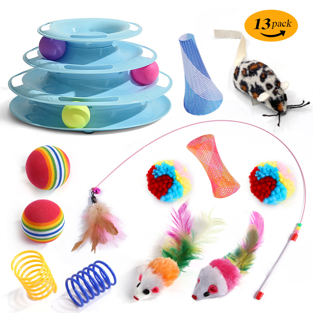 Transfronterizo nuevo gato mascota juguete túnel traje divertido gato palo interactivo felpa ratón sonido juguete gato suministros