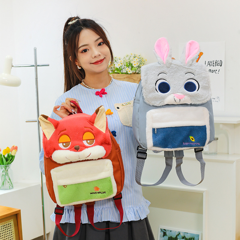 만화 여행 마스터 Zootopia Nick Judy 배낭 위니 푸들 귀여운 대용량 봉제 배낭