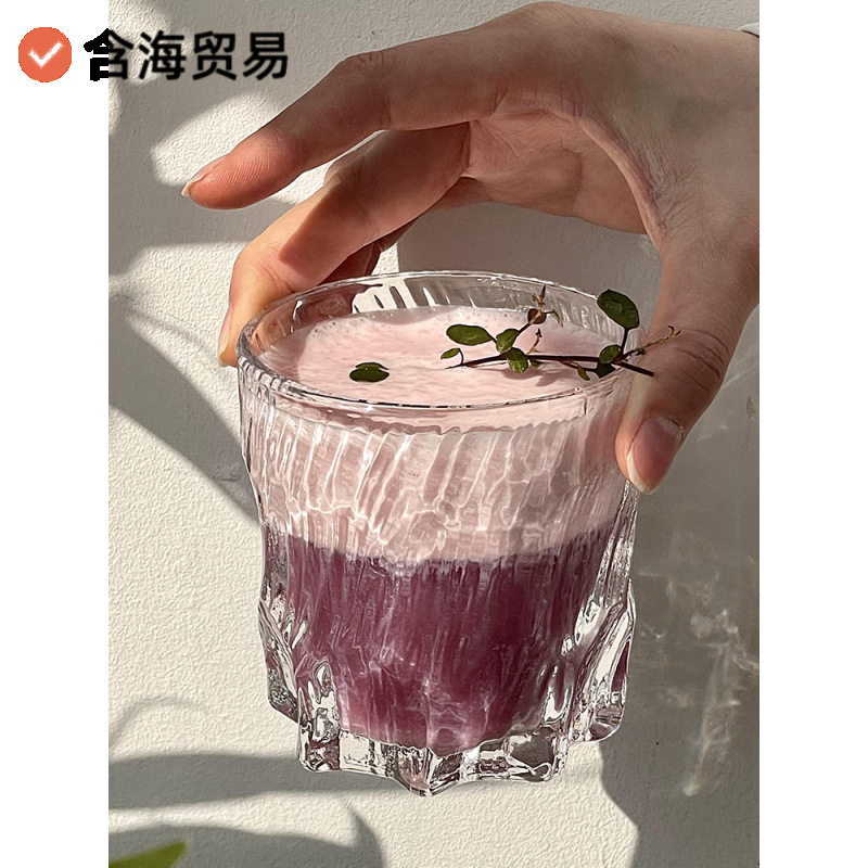 高级感玄冰杯创意威士忌杯洋酒杯家用玻璃杯小众设计古典杯果汁杯