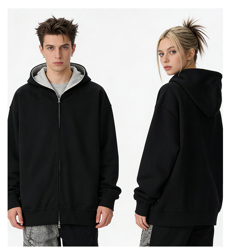 Cardigã com capuz para homem estilo colorblock de tendência_voghion.com