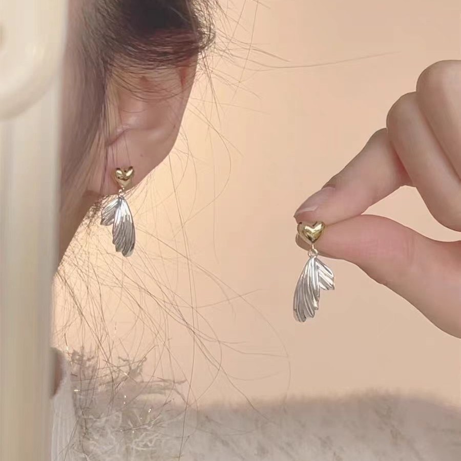 气质鱼尾爱心耳环女小众设计感独特耳钉耳坠2025新款爆款个性耳饰