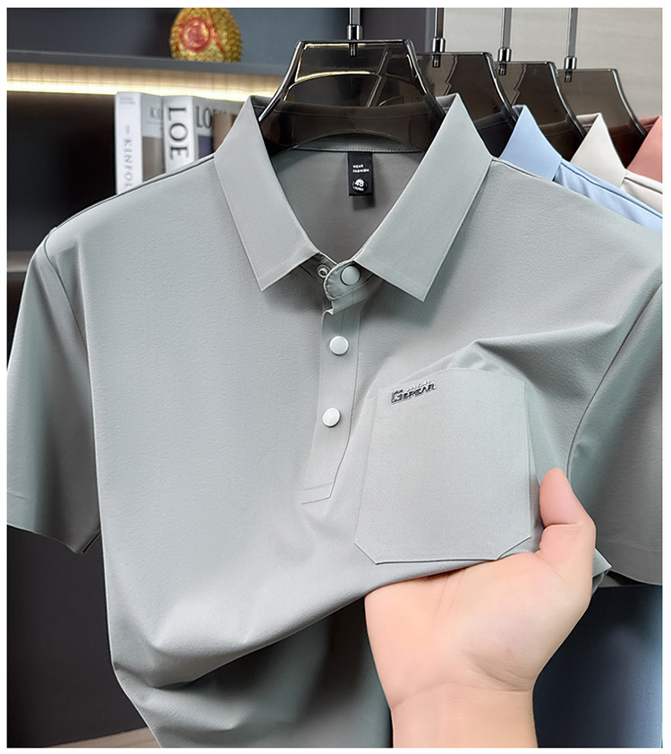 Áo polo nam tay ngắn cổ bẻ phong cách doanh nhân trung niên — Xanh da trời2810 chi tiết 20