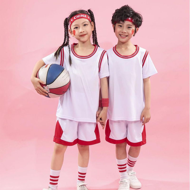 Fake Two-piece Children's Basketball Suit Girls' Rope Skipping Children's Sports Performance Suit Basketball Training Suit Team Uniform Class Suit