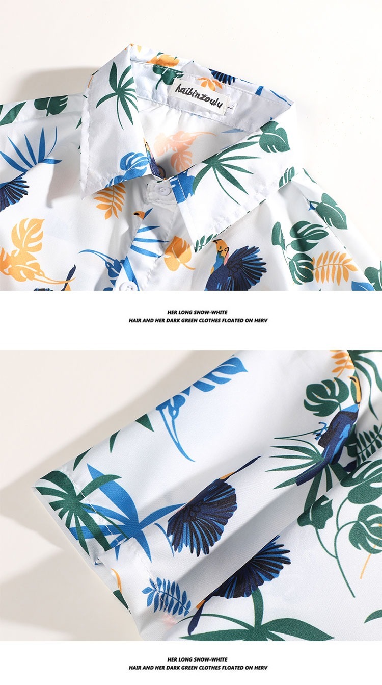 Herr skjortset hawaii blommig strandkläder lös retro stil_voghion.com