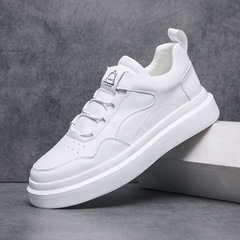 白色板鞋男套腳懶人休閒鞋韓版潮流百搭小白鞋男士厚底增高樂福鞋