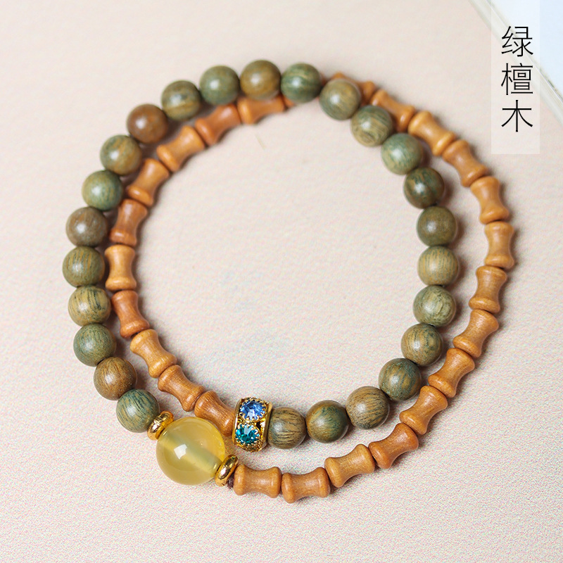 Green sandalwood DIY rustic bracelet men's and women's national style rosary decorative bracelet jewelry play manufacturers wholesale