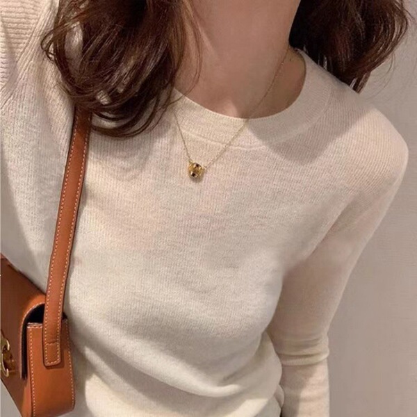 Solid color woolen base body-friendly autumn knitted sweater