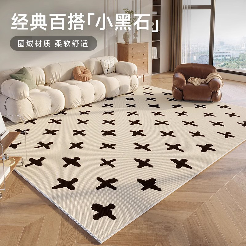 French-style medieval-style thickened loop velvet living room rug TPR anti-slip stain-resistant bedroom bed-side rug cloakroom mat