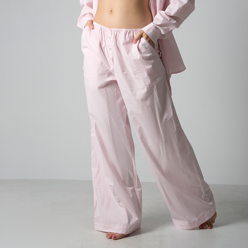 Skims Same Style Stripe Shirt European and American Color-Woven Striped Shirt Wide-Leg Pants Home Long Pajamas