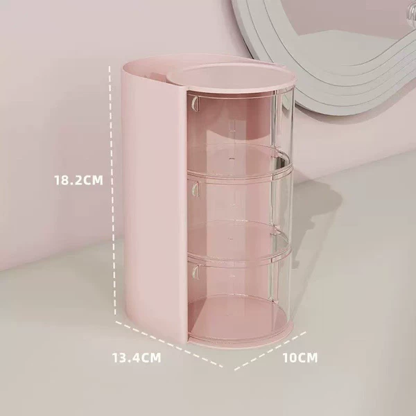 Three-layer cosmetics storage box [pink]