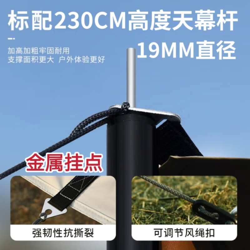 Outdoor Camping Sunshade Tent, Uv Protection Black-Coated Hexagonal Canopy, Wholesale Canopy Supplies