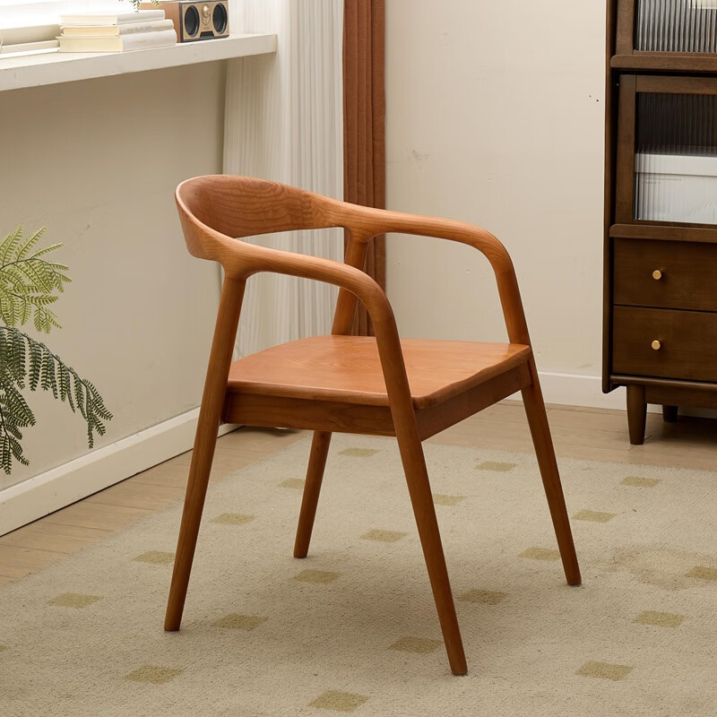 Silla de madera maciza silla de comedor de madera de cera blanca silla de respaldo silla de sillón silla presidencial silla de estudio con reposabrazos simple