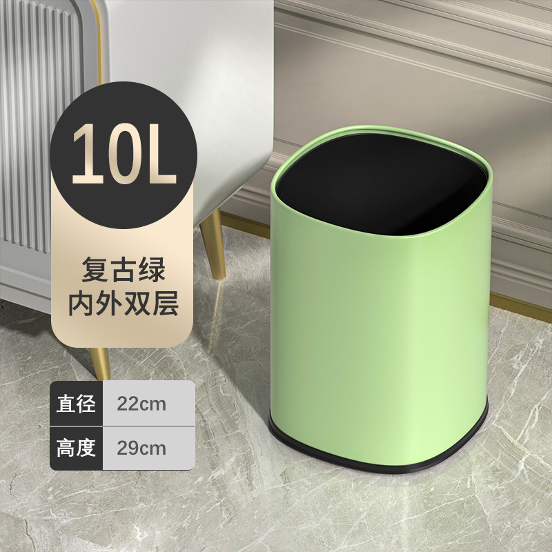 Basura de acero inoxidable de estilo nórdico sin tapa cocina para el hogar sala de estar baño de hotel de gran capacidad de doble capa