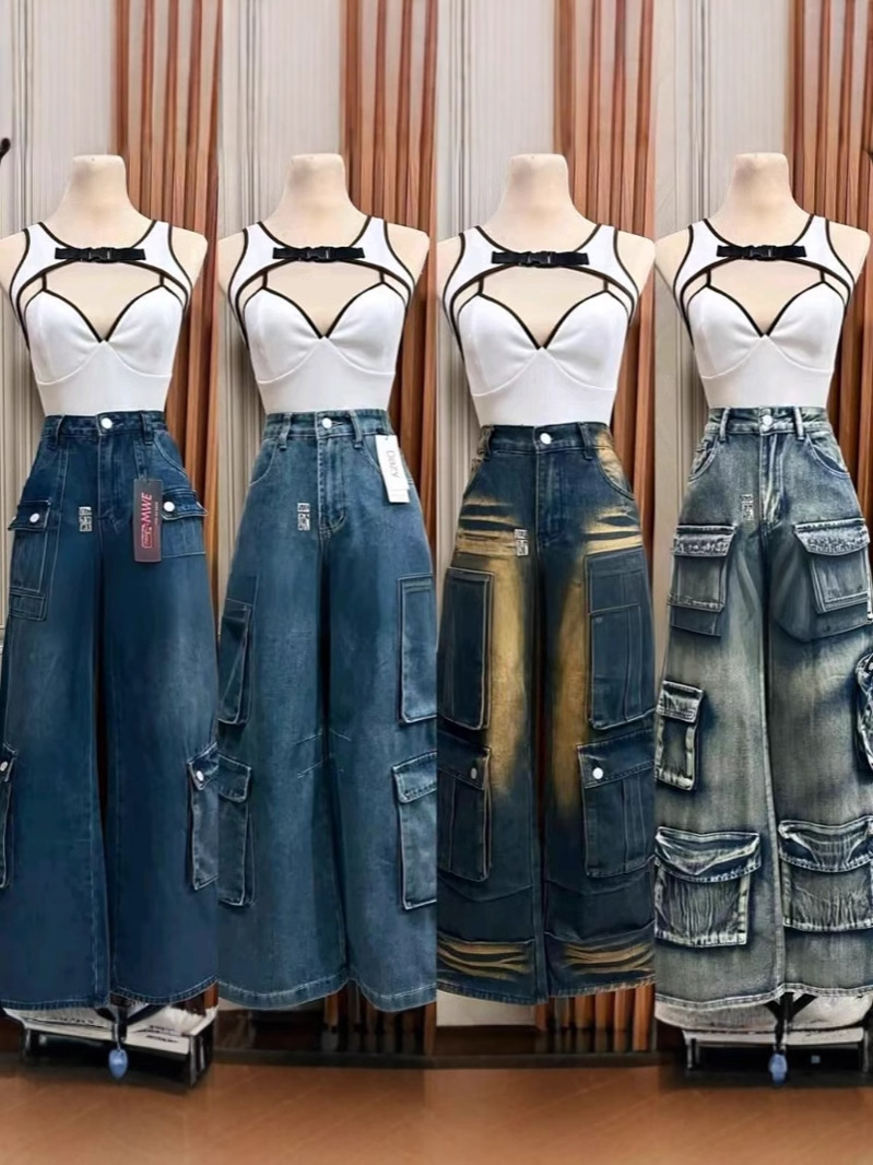 Pantalones de mujer Monos Pantalones de pierna ancha con bolsillos múltiples Cargo joggers pants wholesale