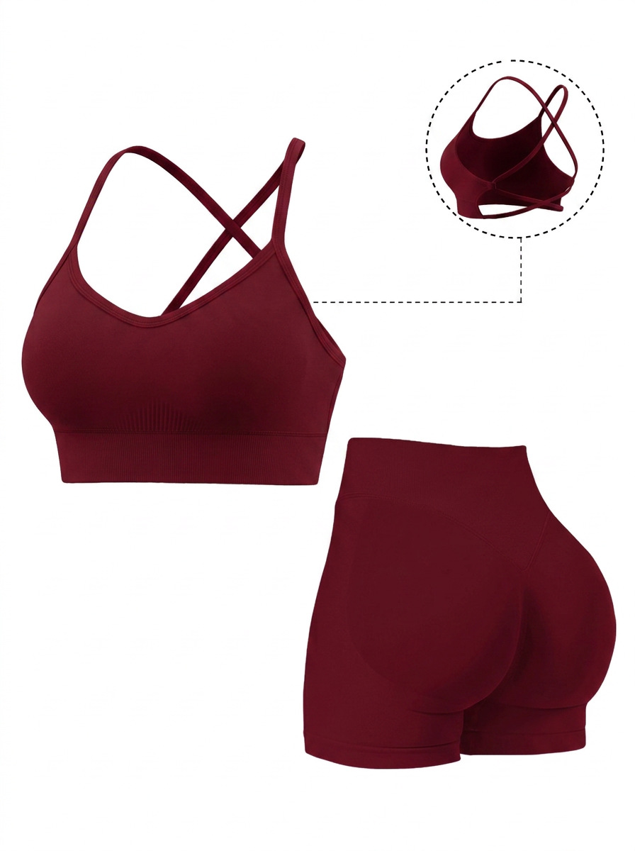 Conjunto deportivo de yoga dfyne para mujer, sujetador con tiras cruzadas, pantalones cortos con control de abdomen y efecto levanta glúteos, conjunto de verano para fitness y levantamiento de pesas.