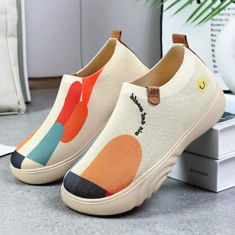 Женские туфли, новые осенние повседневные туфли на платформе, туфли без застежек, женские туфли для трансграничной торговли, на толстой подошве, легкие, дышащие, слипоны для женщин.