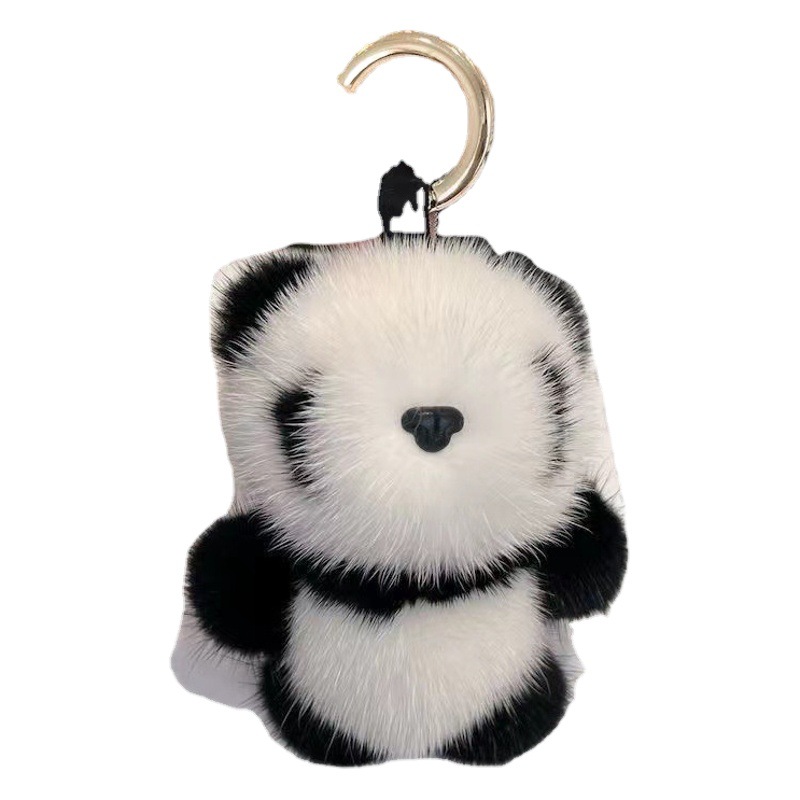 Transfronterizo al por mayor de la oferta de la panda de peluche colgante de imitación de piel de visón bolsa llavero de piel peluda regalo