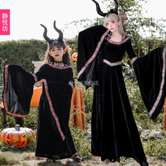ハロウィーン子供コスチューム親子悪魔魔女吸血鬼魔法使いローブ子供服中世パフォーマンスドレス
