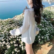 白色防晒衣女2023夏季新款雪纺长袖休闲衬衫宽松垂感衬衣薄款开衫