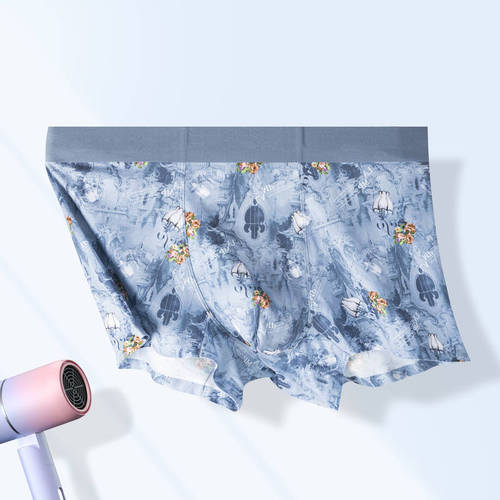 Ice Silk Underwear Men's Summer Printed Comfortable Mesh Breathable Antibacterial Inseam Panties Cool Men's Boxer Briefs Wholesale
