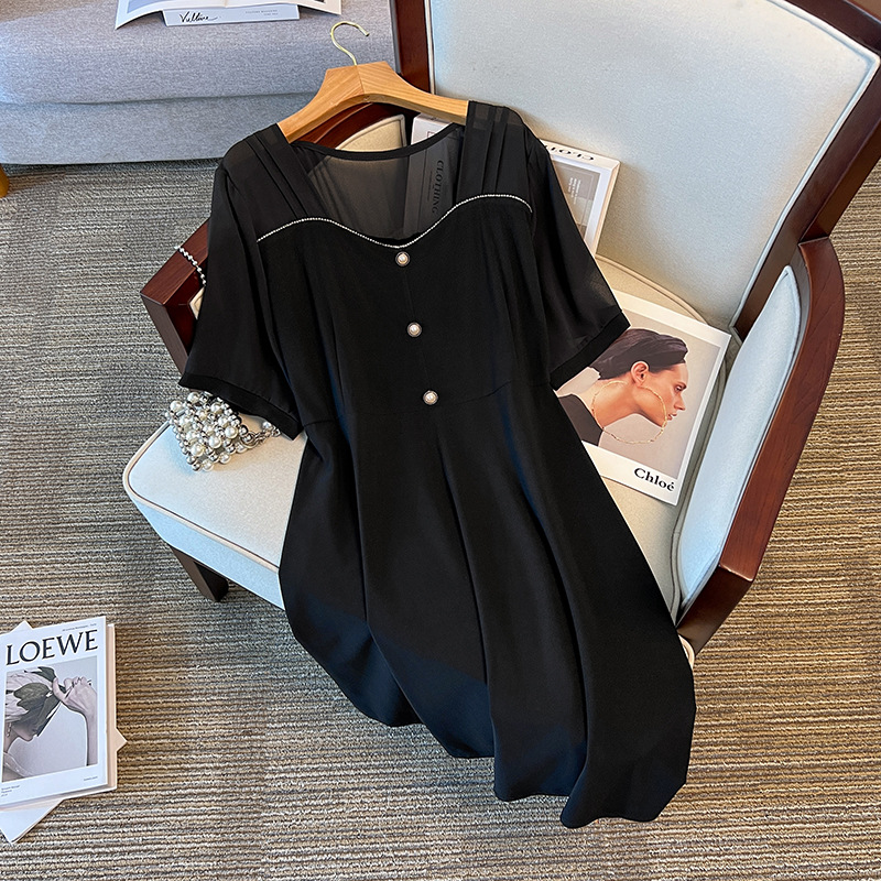 300 catties large size women's clothing fat mm plus fat plus bust 150 new summer fashion slim style dress 3492