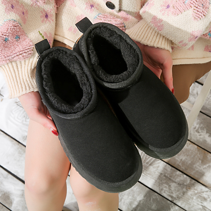 Botas de nieve de suela gruesa de bizcocho para mujer 2024 invierno nuevo tubo corto impermeable aumento de los zapatos de algodón cálido más zapatos de pan de terciopelo image 7