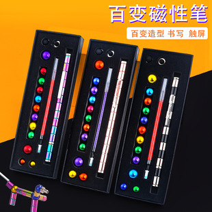 Factory Direct Sales Internet Celebrity Versatile Decompression Black Technology Signature Pen Multi-Functional DIY Decompression Pen Creative Metal Pen